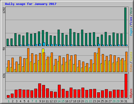 Daily usage for January 2017