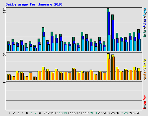 Daily usage for January 2018